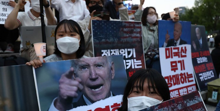 اعتراض به بایدن در کره جنوبی