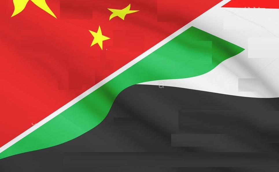 flags-of-china-and-republic-of-the-sudan-blowing-in-the-wind-part-E15K4A.jpg