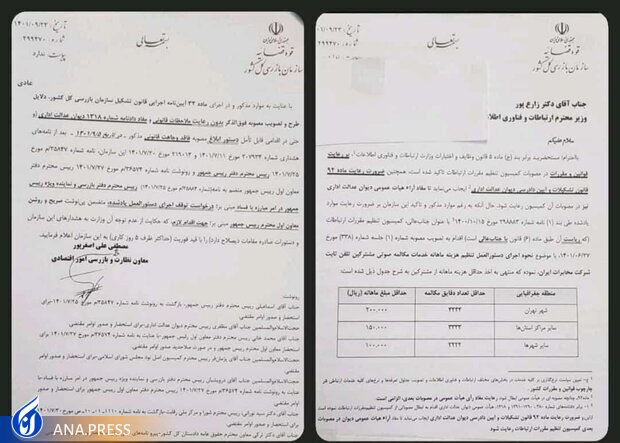 مهلت ۵ روزه سازمان بازرسی به وزارت ارتباطات جهت اصلاح یک مصوبه مهلت ۵ روزه سازمان بازرسی به وزارت ارتباطات جهت اصلاح یک مصوبه