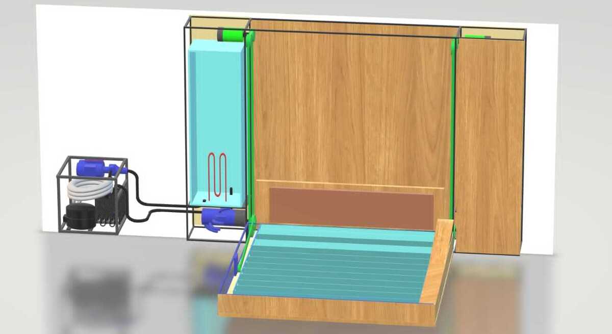 ساخت نمونه اولیه تشک طبی تفریحی با آب/ بهره‌گیری از سیستم خنک‌کننده با سامانه تبرید گازی