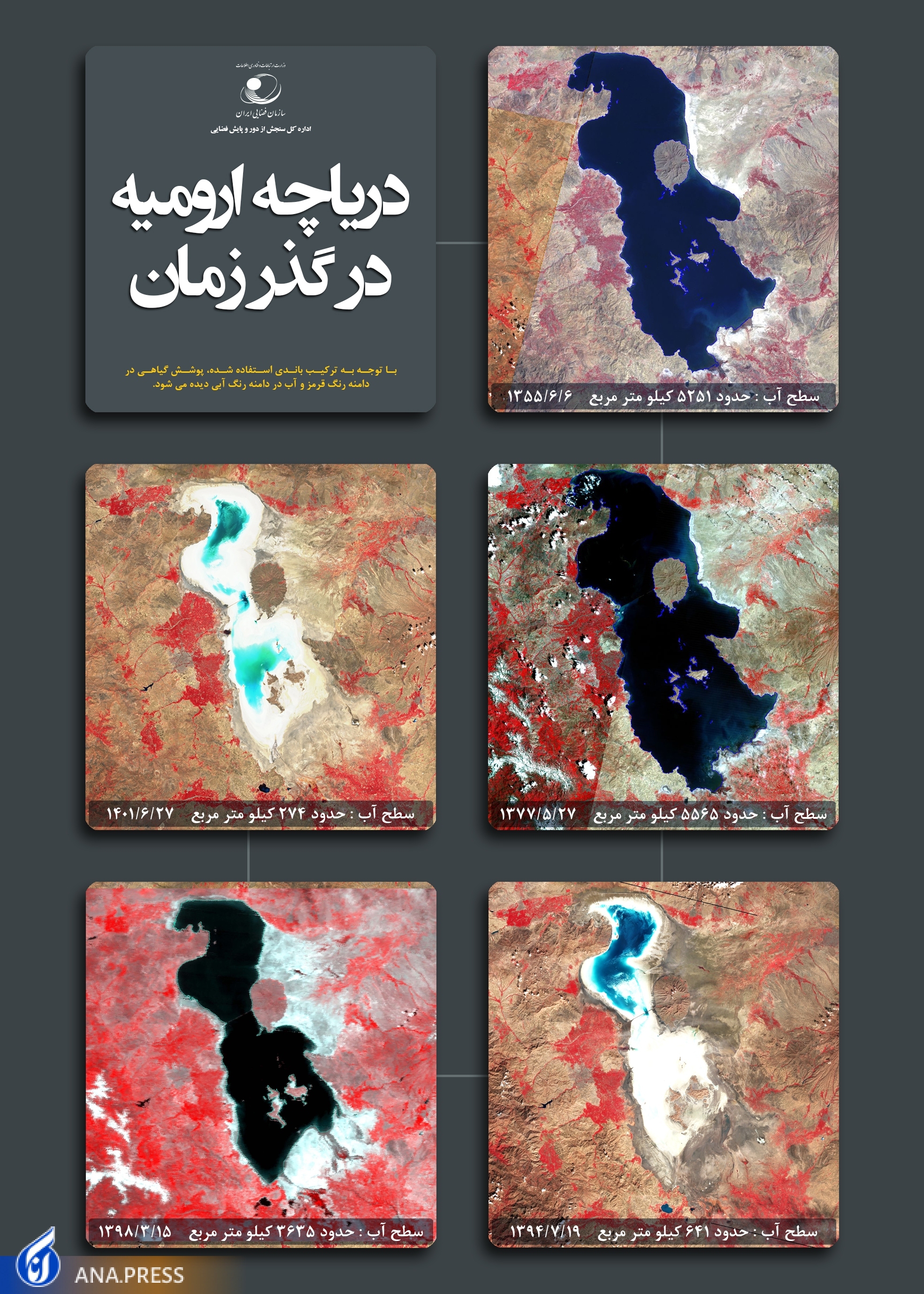 مطالعه پهنه آبی دریاچه ارومیه در بازه زمانی 46 ساله مطالعه پهنه آبی دریاچه ارومیه در بازه زمانی 46 ساله