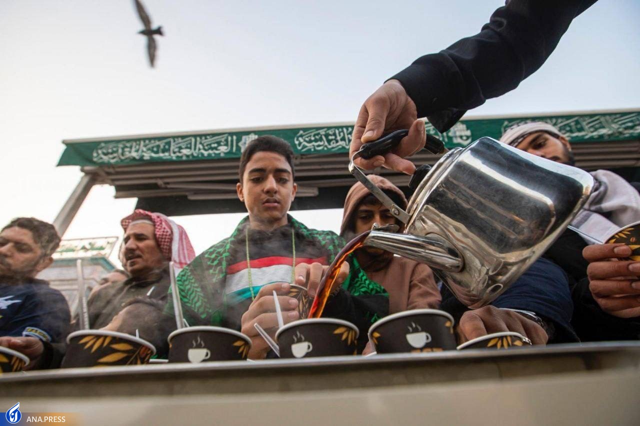 توزیع روزانه بیش از ۲ هزار لیوان چای بین زائران کربلا در ایام فاطمیه +عکس