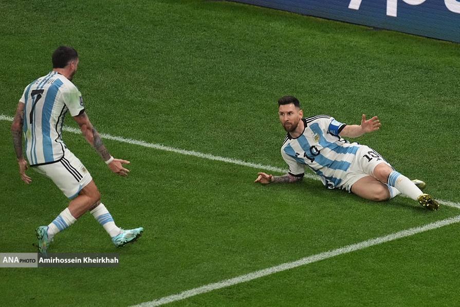 لحظه شادی مسی بعد از گلزنی به فرانسه