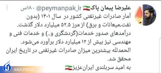 رکورد صادرات غیر نفتی کشور شکسته شد رکورد صادرات غیر نفتی کشور شکسته شد