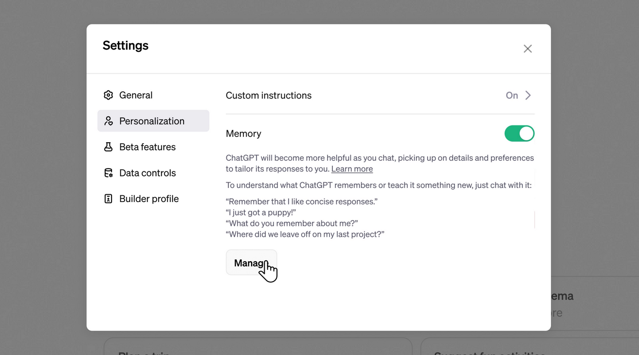 چت جیپیتی اولویتهای شما را به خاطر میسپارد چت جیپیتی اولویتهای شما را به خاطر میسپارد