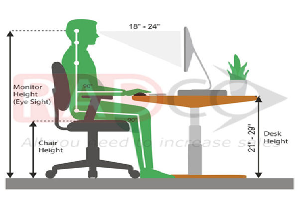 نکات ارگونومی زیر مانیتوری جهت جلوگیری از بروز بیماری گردن و کمر نکات ارگونومی زیر مانیتوری جهت جلوگیری از بروز بیماری گردن و کمر