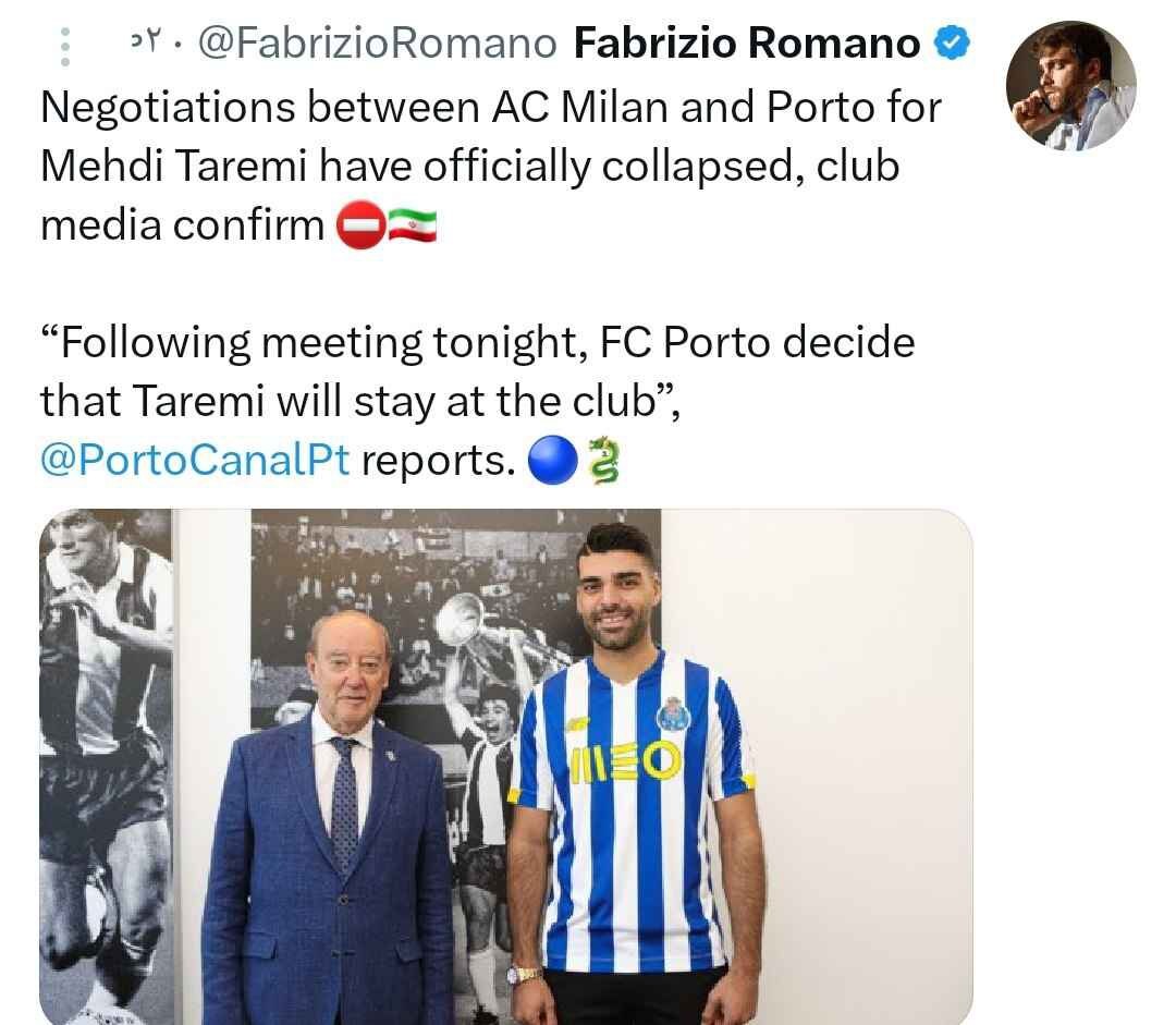 انتقال بزرگ انجام نشد/ طارمی در پورتو ماندنی شد انتقال بزرگ انجام نشد/ طارمی در پورتو ماندنی شد