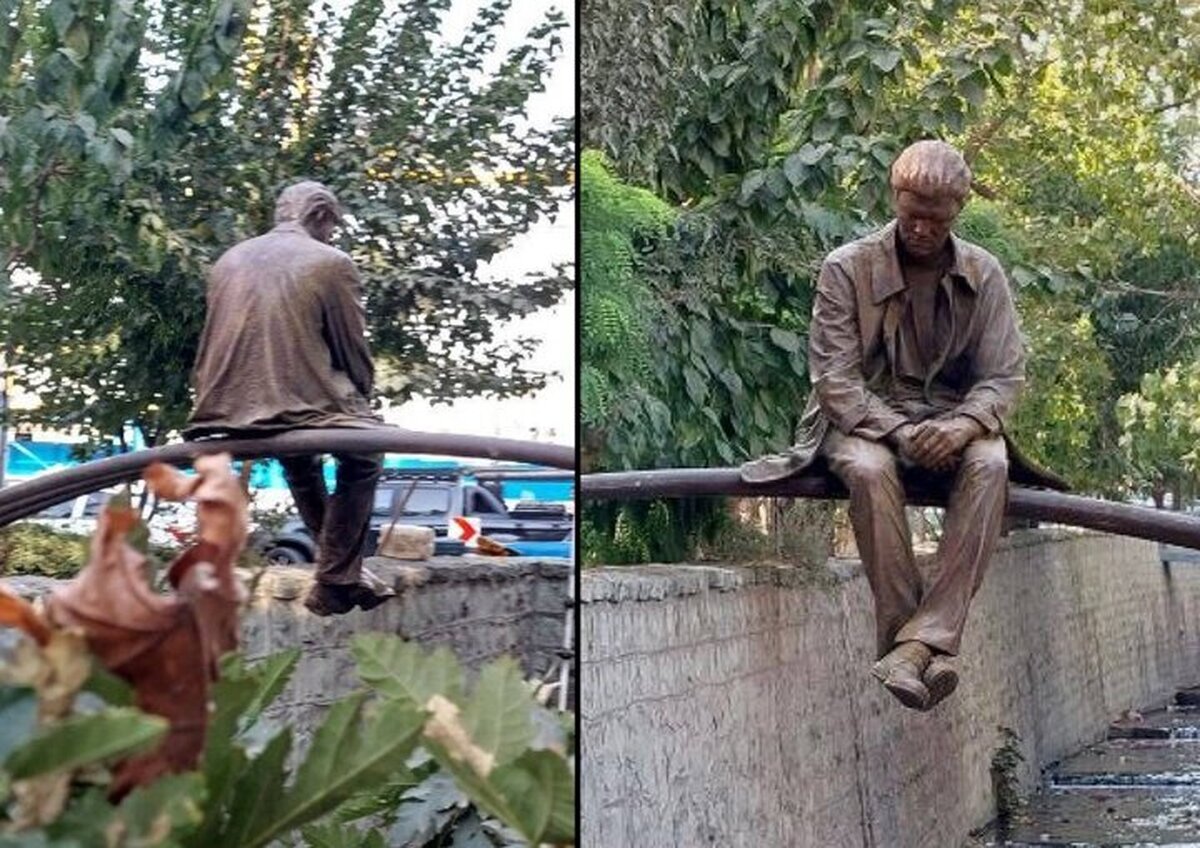 مجسمه برنزی «مرد نشسته» مرمت شد