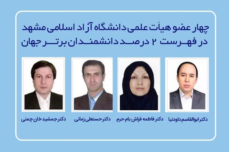 5 هیئت علمی دانشگاه آزاد جزء ۲ درصد دانشمندان برتر جهان قرار گرفتند 5 هیئت علمی دانشگاه آزاد جزء ۲ درصد دانشمندان برتر جهان قرار گرفتند