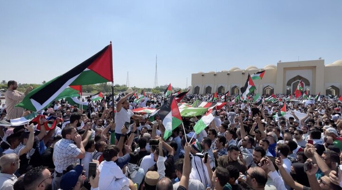تجمع قطری‌ها در دفاع از فلسطین و محکومیت جنایت‌های رژیم صهیونیستی