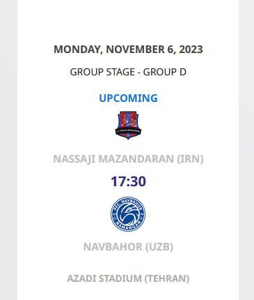 AFC اعلام کرد: برگزاری دیدار‌های نساجی و سپاهان در یک روز در ورزشگاه آزادی