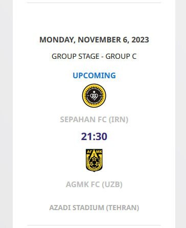 AFC اعلام کرد: برگزاری دیدار‌های نساجی و سپاهان در یک روز در ورزشگاه آزادی