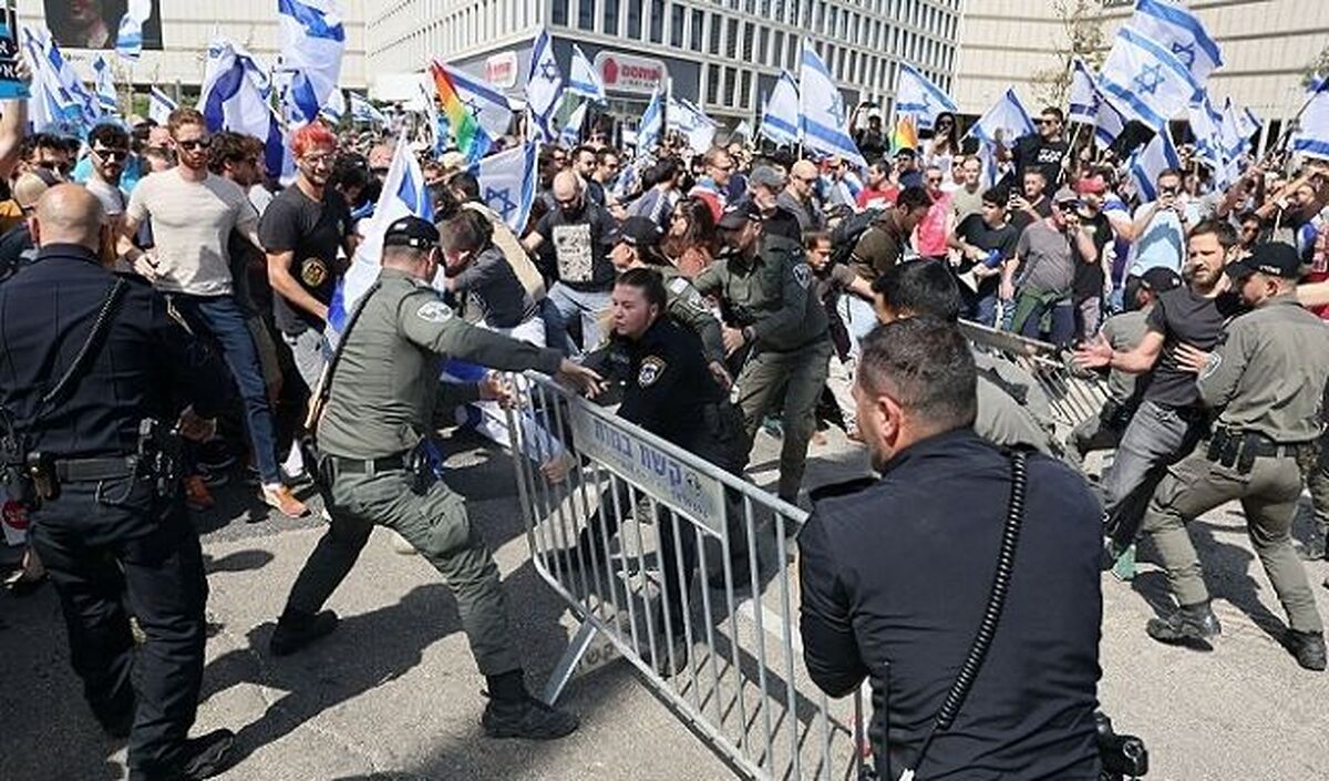 پلیس رژیم صهیونیستی با معترضان نتانیاهو درگیر شد