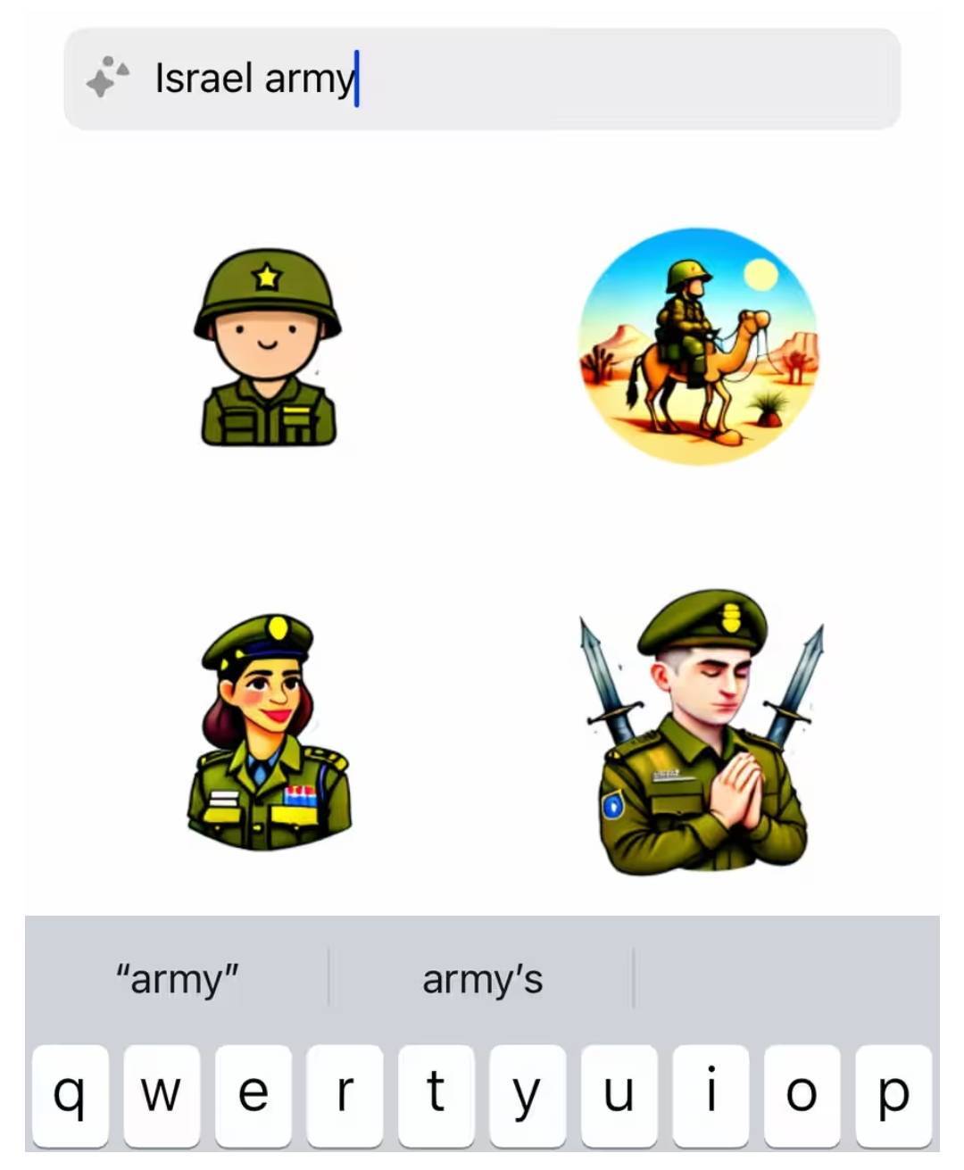 واتس‌آپ در خدمت اسرائیل؛ با تایپ کلمه «فلسطینی» تصاویر افراد مسلح را نشان می‌دهد