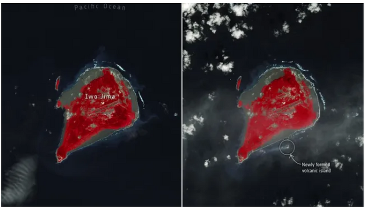 ماهواره ناسا تولد جزیره‌ای جدید در سواحل ژاپن را رصد کرد
