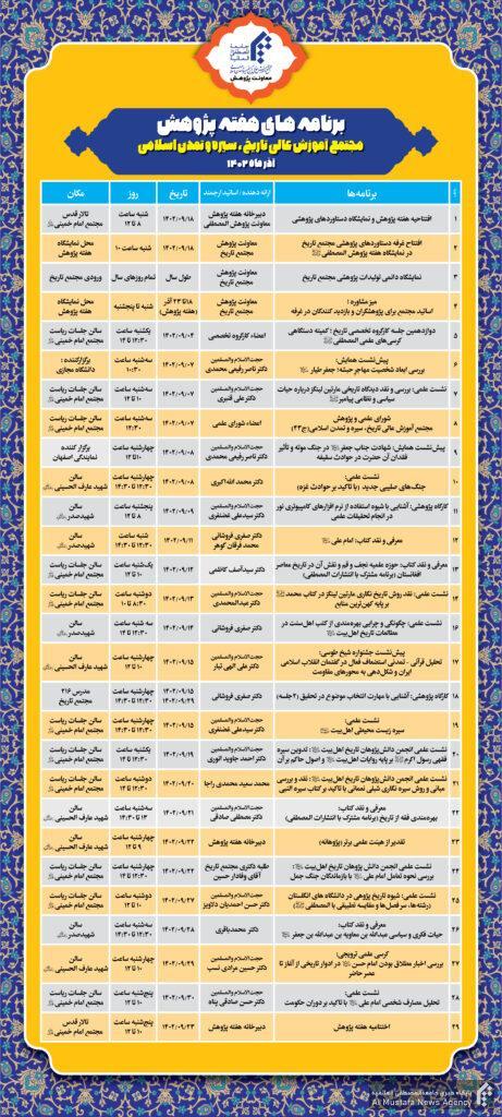 برنامههای هفته پژوهش جامعه المصطفی العالمیه برنامههای هفته پژوهش جامعه المصطفی العالمیه