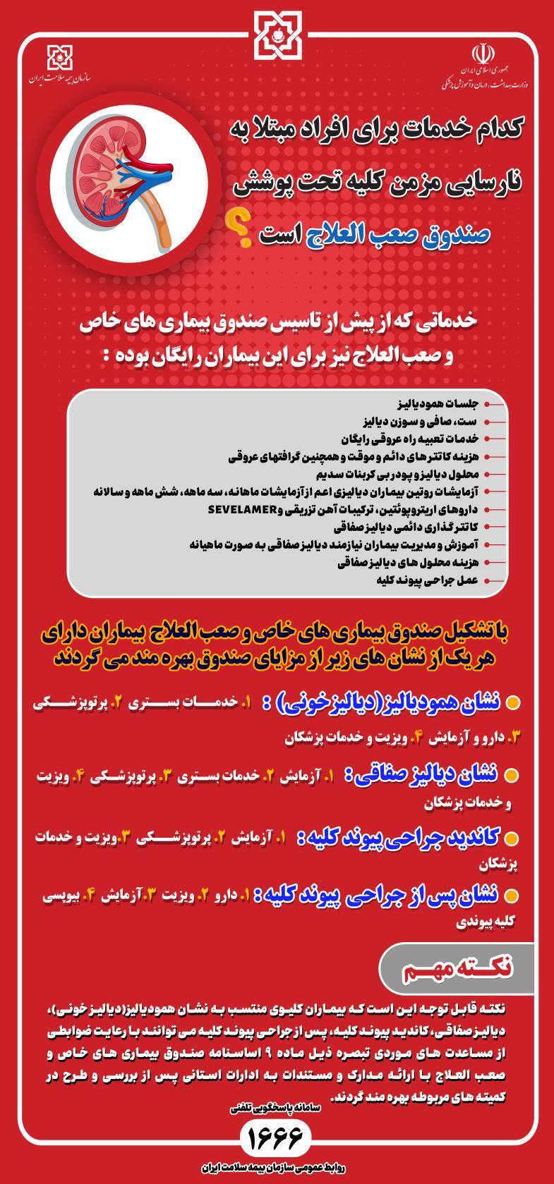 جزییات خدمات تحت پوشش برای افراد مبتلا به نارسایی مزمن کلیه جزییات خدمات تحت پوشش برای افراد مبتلا به نارسایی مزمن کلیه