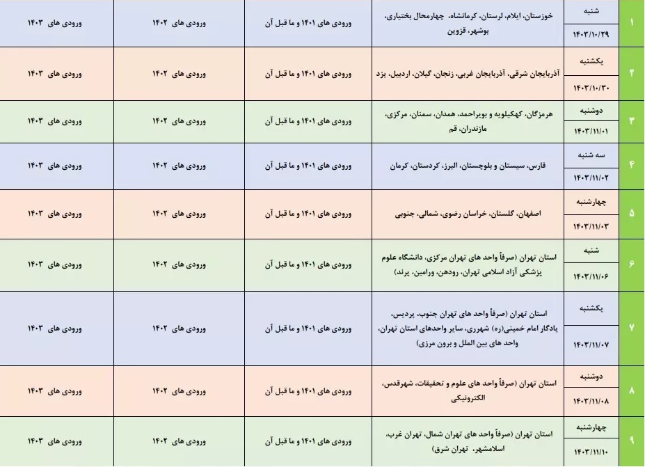 برنامه زمانبندی انتخاب واحد نیمسال دوم سال تحصیلی 1404 ـ 1403 دانشگاه آزاد اسلامی اعلام شد برنامه زمانبندی انتخاب واحد نیمسال دوم سال تحصیلی 1404 ـ 1403 دانشگاه آزاد اسلامی اعلام شد