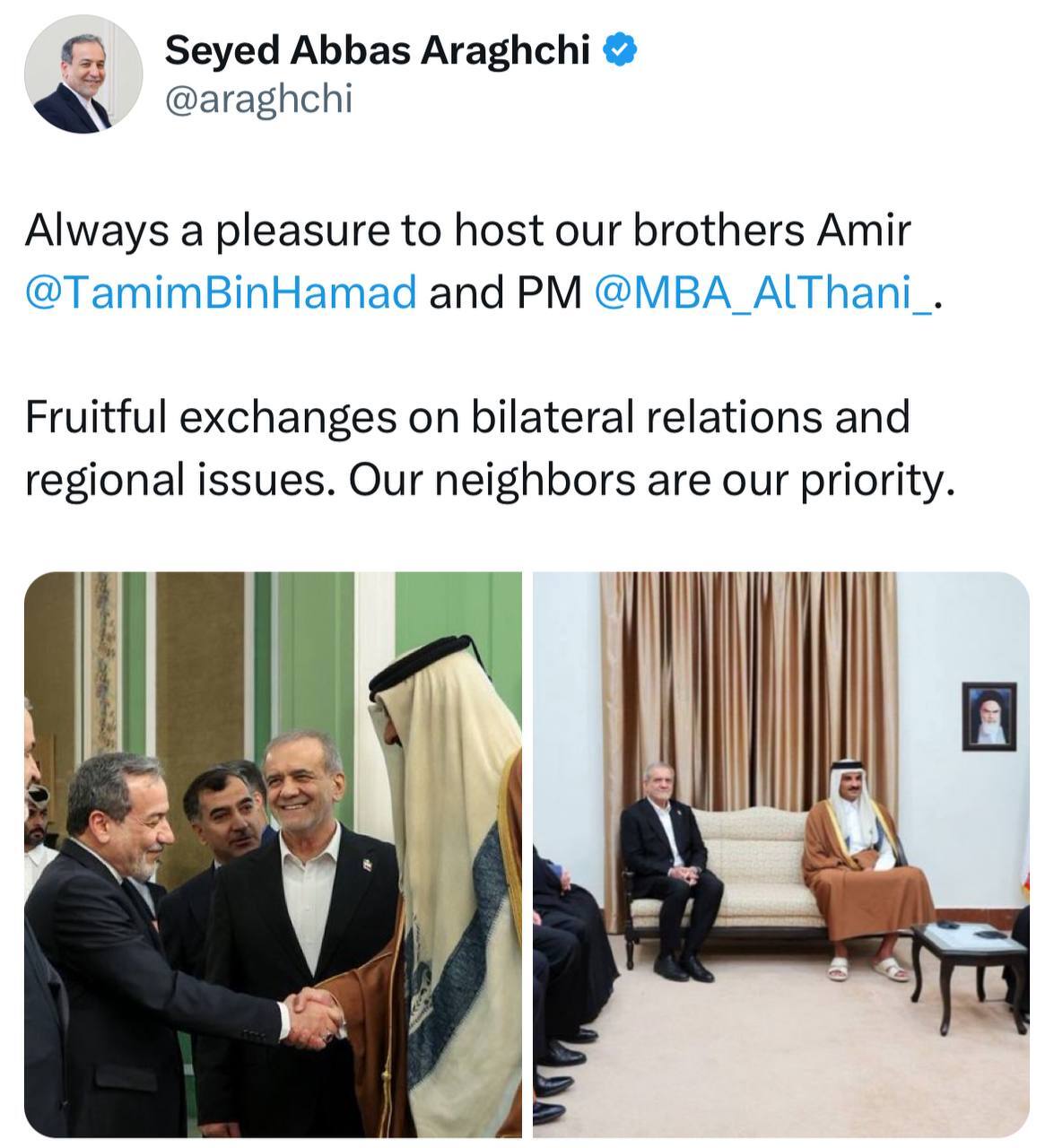 عراقچی: همسایگان ما اولویت ما هستند +عکس