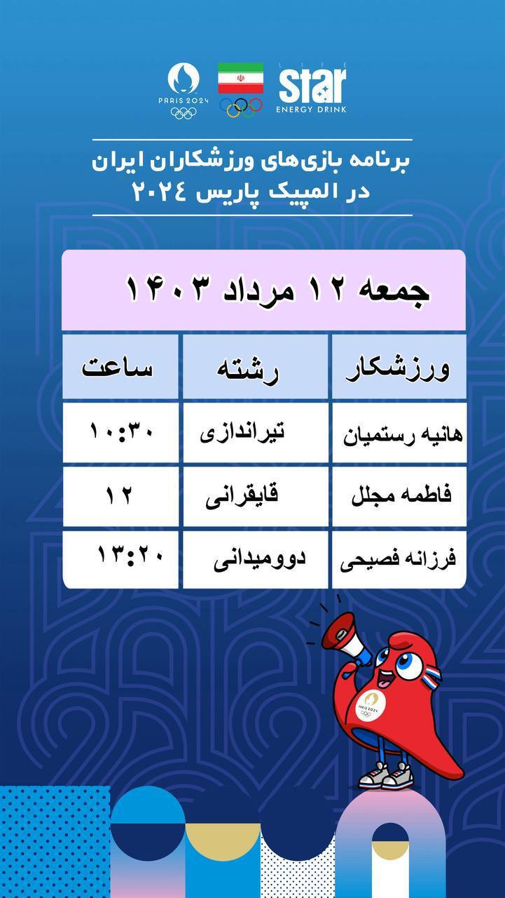 پیگیری هفتمین روز از رقابت های المپیک با سه بانوی ایرانی پیگیری هفتمین روز از رقابت های المپیک با سه بانوی ایرانی