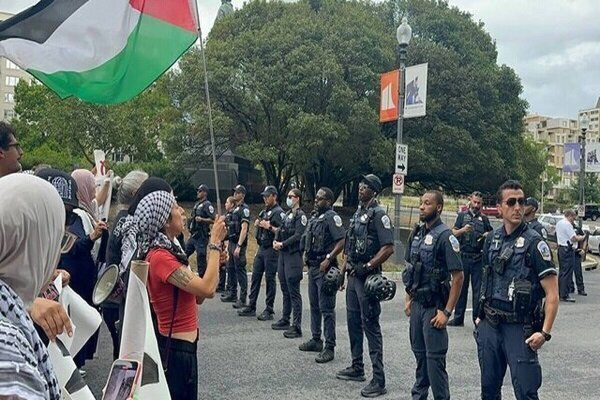 درگیری پلیس آمریکا با مخالفان نتانیاهو مقابل کنگره