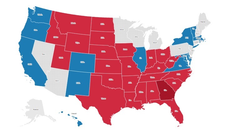 پیشتازی ترامپ در اکثر ایالتهای کلیدی/ کارولینای شمالی و جورجیا قرمزپوش شدند پیشتازی ترامپ در اکثر ایالتهای کلیدی/ کارولینای شمالی و جورجیا قرمزپوش شدند