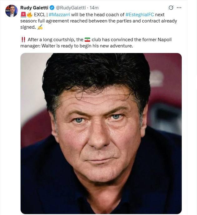 ماتزاری سرمربی فصل بعد استقلال خواهد بود