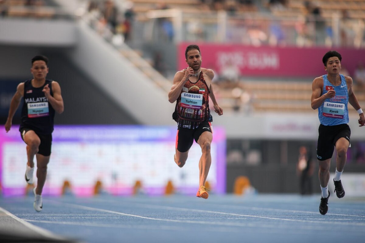 دوومیدانی قهرمانی آسیا| صعود تفتیان به فینال ۱۰۰ متر  هفت چشمه در پرتاب چکش هشتم شد