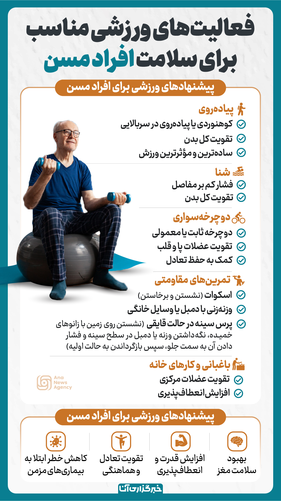 فعالیت‌های ورزشی مناسب برای سلامت افراد مسن