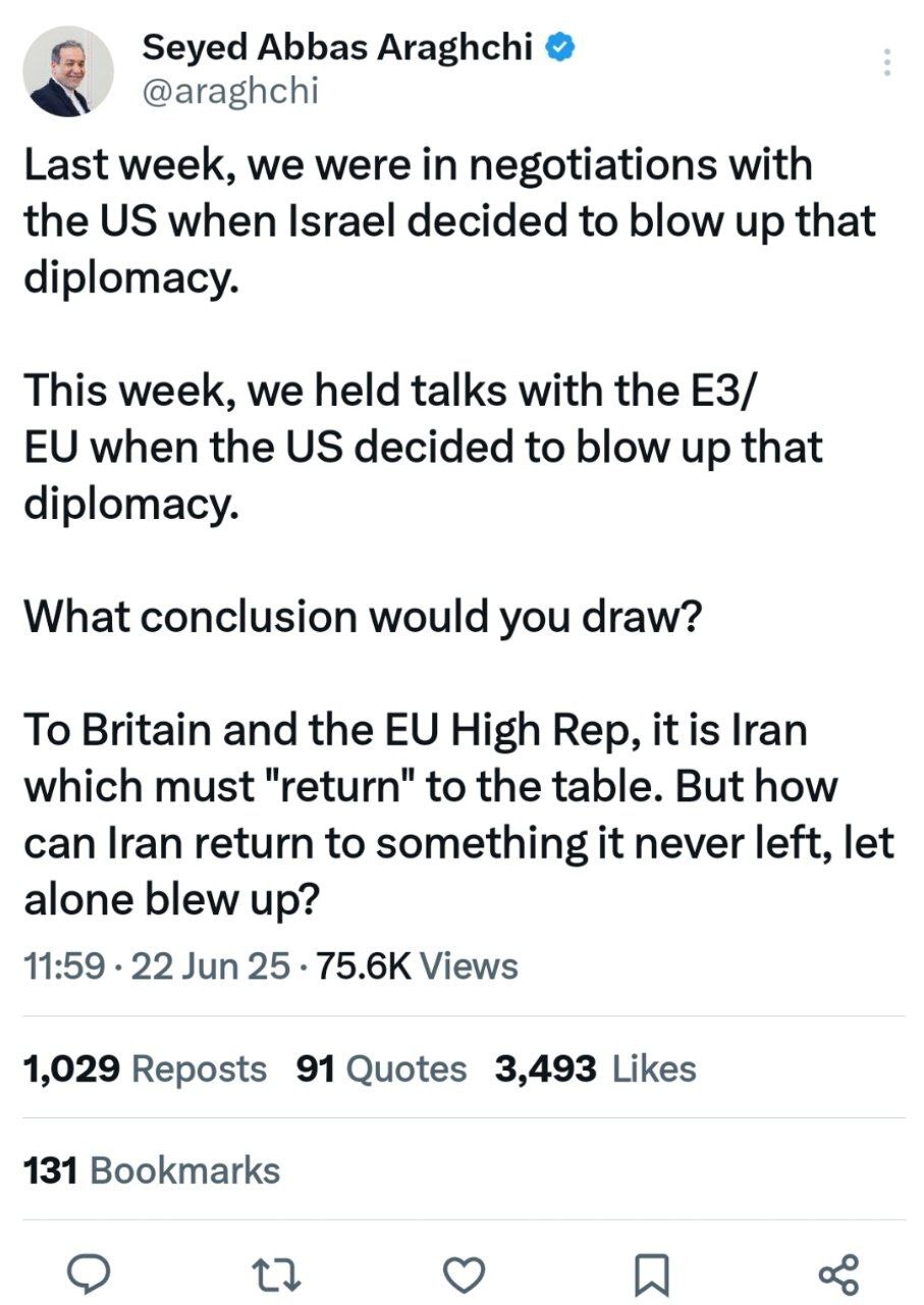 وزیر خارجه ایران: تهران هرگز میز مذاکره را ترک نکرده که بخواهد بازگردد وزیر خارجه ایران: تهران هرگز میز مذاکره را ترک نکرده که بخواهد بازگردد