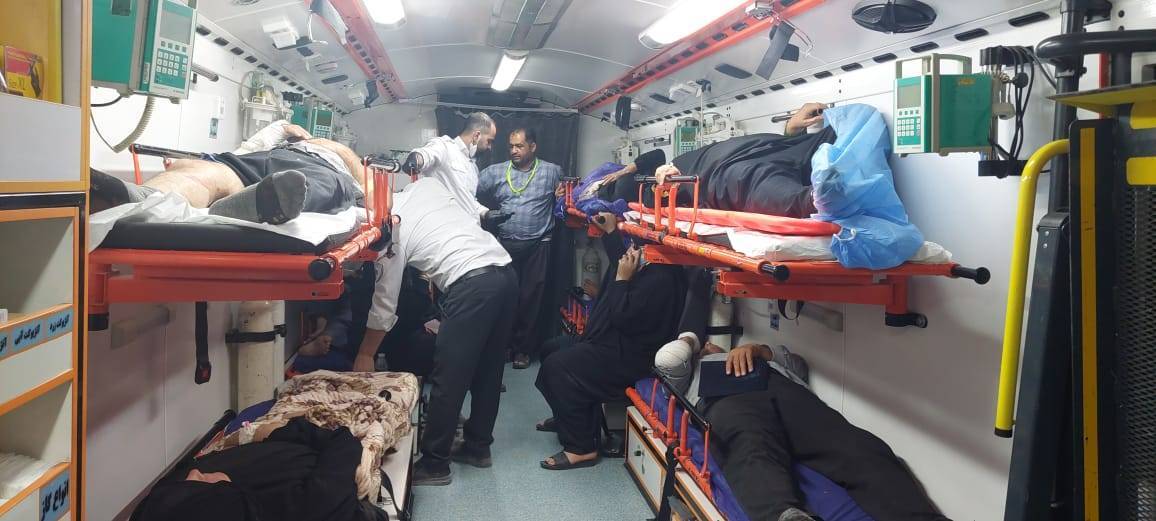 اعزام بیسابقه اورژانس به خاک عراق در پی انحراف مرگبار اتوبوس؛ ۴ کشته و ۵۷ مصدوم اعزام بیسابقه اورژانس به خاک عراق در پی انحراف مرگبار اتوبوس؛ ۴ کشته و ۵۷ مصدوم