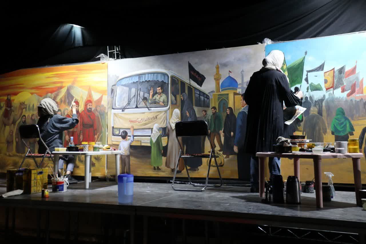 «إنّا عَلَی العَهد»: هنرمندان نقاش، پیام اربعین را با رنگ به تصویر کشیدند