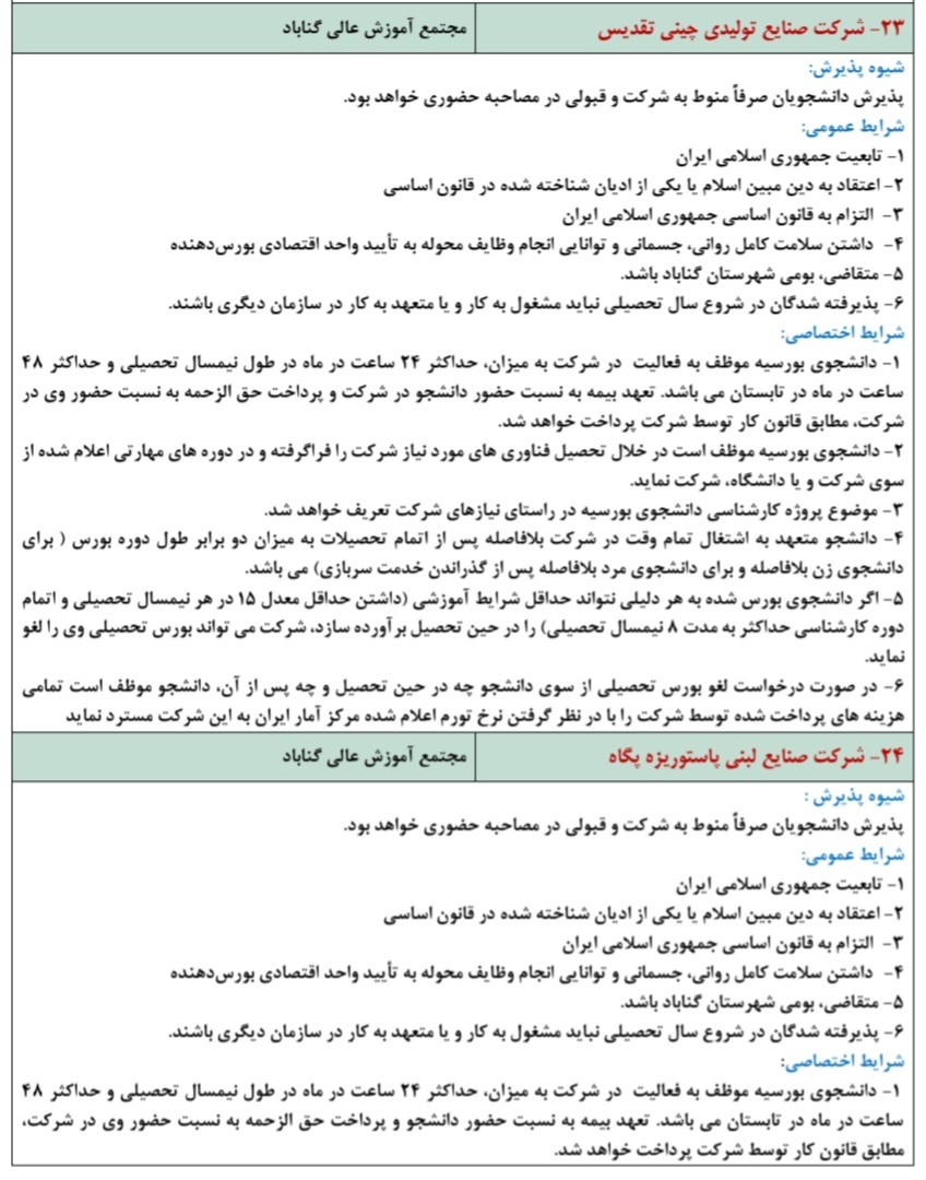 جزئیات بورس صنعت و مشاغل ویژه کنکوری های ۱۴۰۴