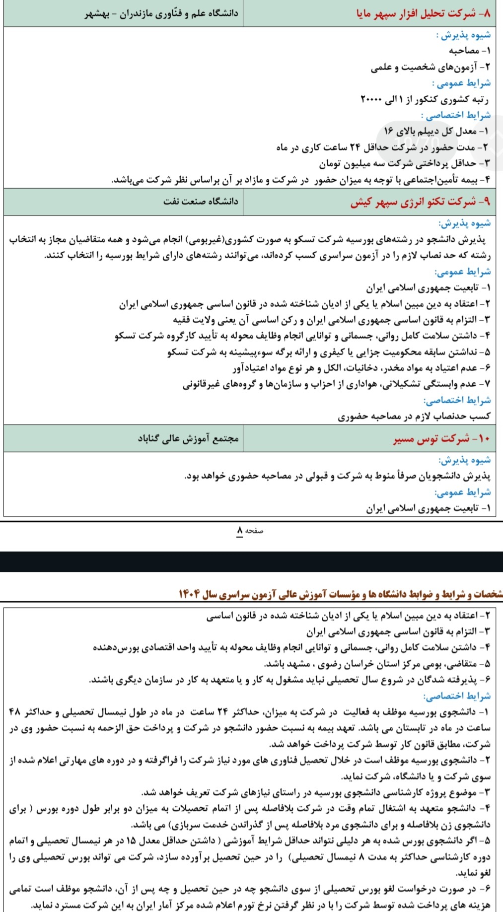 جزئیات بورس صنعت و مشاغل ویژه کنکوری های ۱۴۰۴