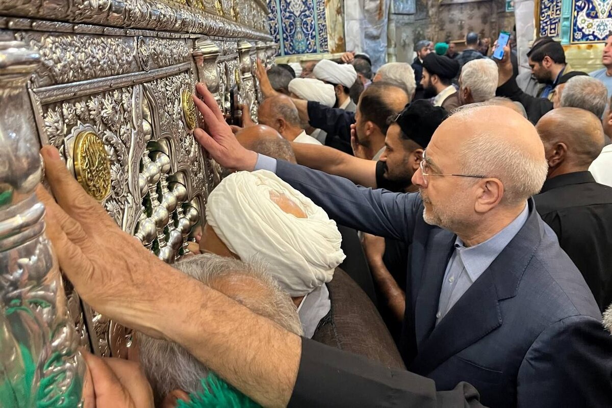 قالیباف به زیارت حضرت معصومه(س) رفت؛ دیدار با آیت‌الله شبیری زنجانی