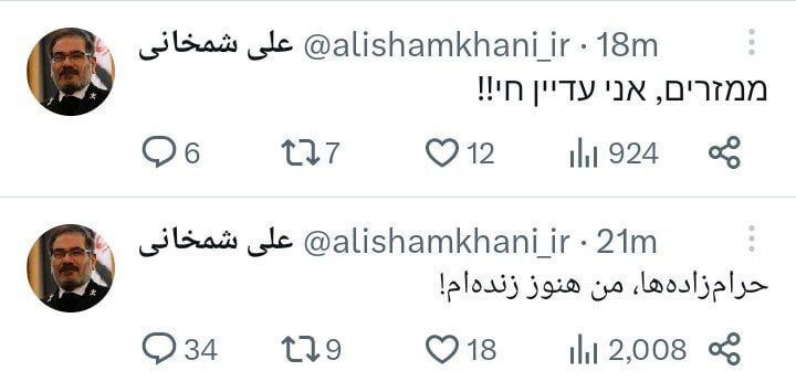 واکنش توییتری شمخانی به حواشی اخیر واکنش توییتری شمخانی به حواشی اخیر