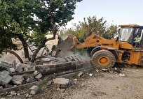 تخریب ۲۰ بنای غیرمجاز در اراضی کشاورزی چمستان