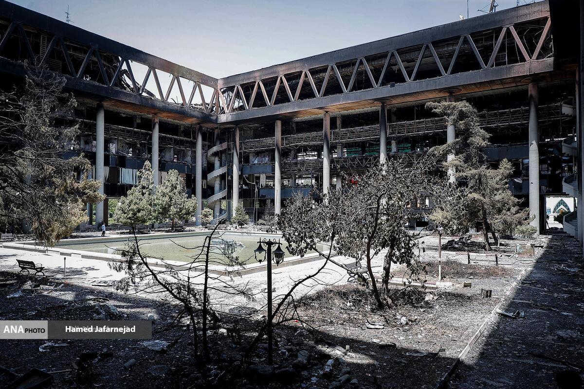 ساختمان شیشه‌ای صدا‌وسیما در حمله جنایتکارانه رژیم صهیونیستی