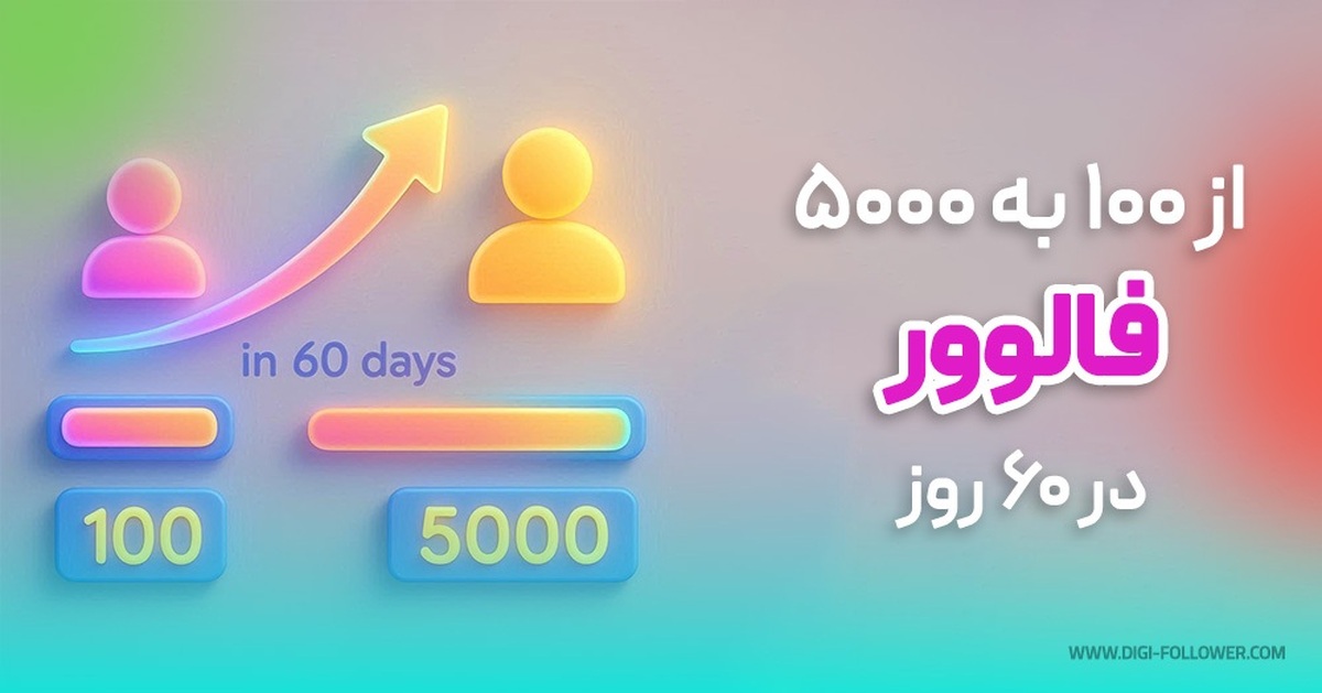 از ۱۰۰ به ۵۰۰۰ فالوور در ۶۰ روز (راهنمای عملی و تضمینی)