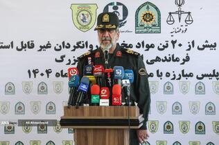 سردار عباسعلی محمدیان فرمانده انتظامی تهران بزرگام در مراسم امحای ۲۰ تن مواد مخدر در تهران