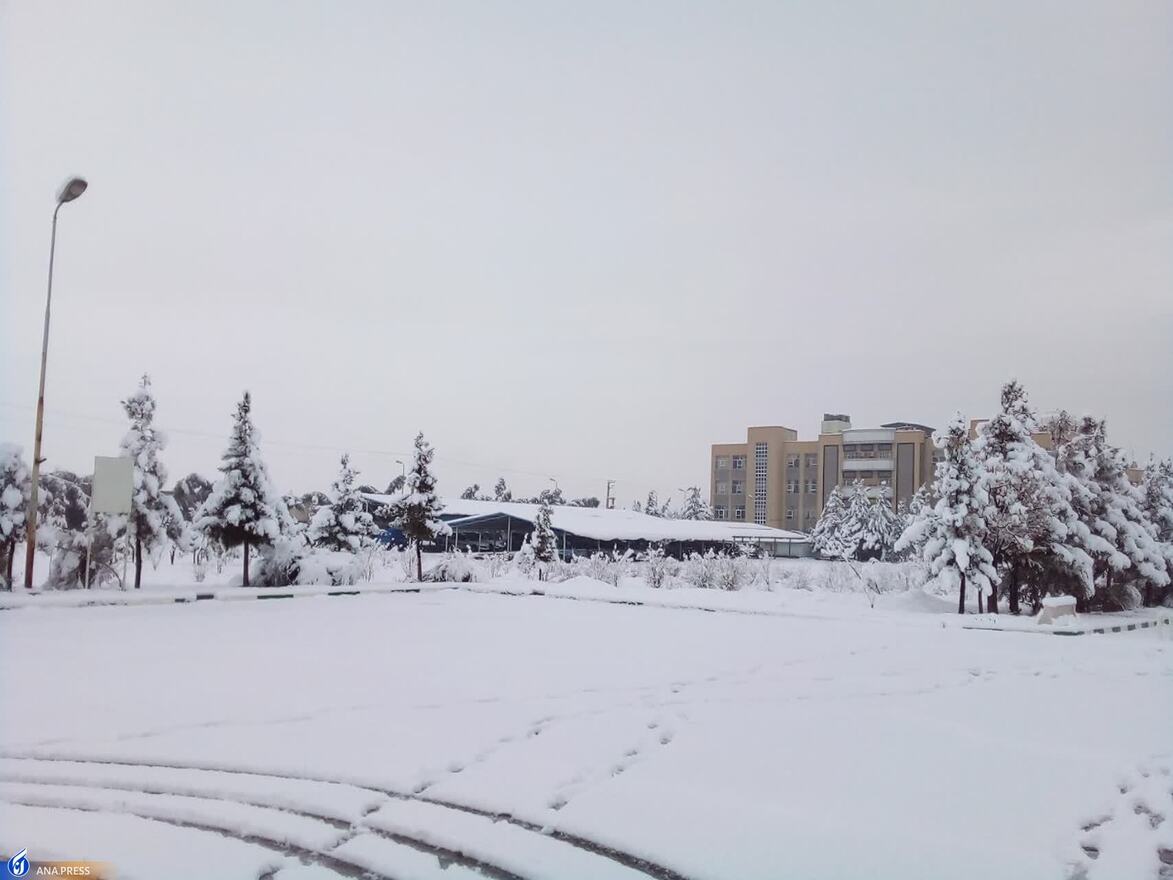 دانشگاه آزاد اسلامی واحد قم در یک روز برفی