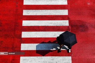 استفاده از چتر در گرمای بی سابقه در بانکوک، تایلند