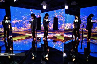 نمایشگاه هنر سبک تصویر فضایی در یک مرکز خرید در جاکارتا، اندونزی