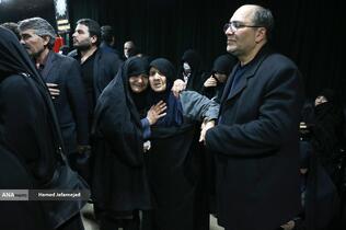 وداع با پیکر‌ مطهر  شهید حجت‌الاسلام علی رازینی رئیس شعبه ۳۹ و شهید حجت‌الاسلام محمد مقیسه رئیس شعبه ۵۳ دیوان عالی کشور در معراج شهدای تهران