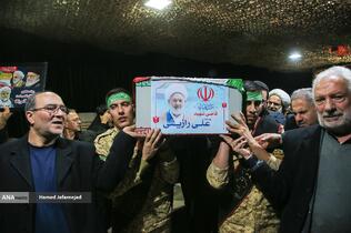 وداع با پیکر‌ مطهر  شهید حجت‌الاسلام علی رازینی رئیس شعبه ۳۹ دیوان عالی کشور در معراج شهدای تهران