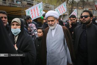 حضور حجت الاسلام و المسلمین حسین طائب رییس سابق سازمان اطلاعات سپاه پاسداران در راهپیمایی روز جهانی قدس در تهران 