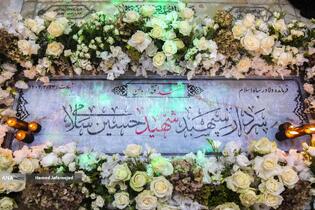 اجتماع مردم کنار مزار شهید سپهبد سلامی در ایام اربعین فرمانده دلاور سپاه اسلام