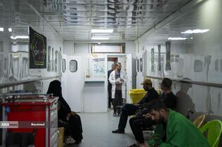 خدمت‌رسانی بیمارستان سیار برکت در عمود ۹۸۹ طریق الحسین