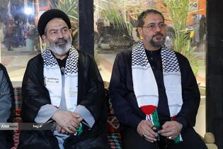 بازدید حجت‌الاسلام سیدعبدالفتاح نواب، نماینده ولی‌فقیه در امور حج و زیارت از موکب الاقصی فلسطینیان در مسیر مشایه و کربلای معلی 