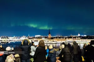 شفق شمالی در آسمان استکهلم.